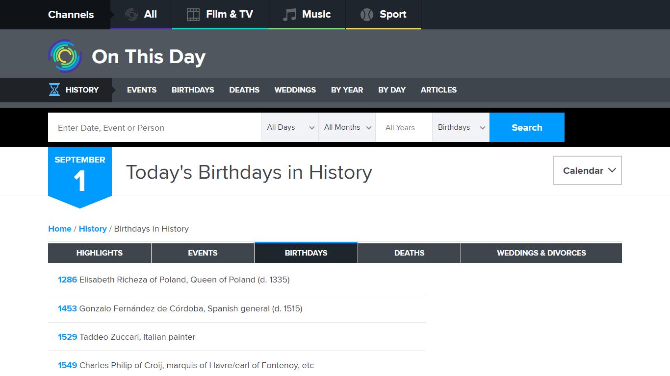 Today's Birthdays in History — On This Day in History