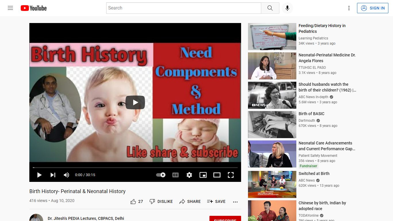 Birth History- Perinatal & Neonatal History - YouTube